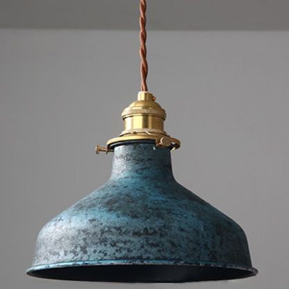 Blue vintage pendant light. Alessio rustic aged lighting fixture. Alessio Aged Rusty Vintage Rustic Finish Pendant Light, 3 Style