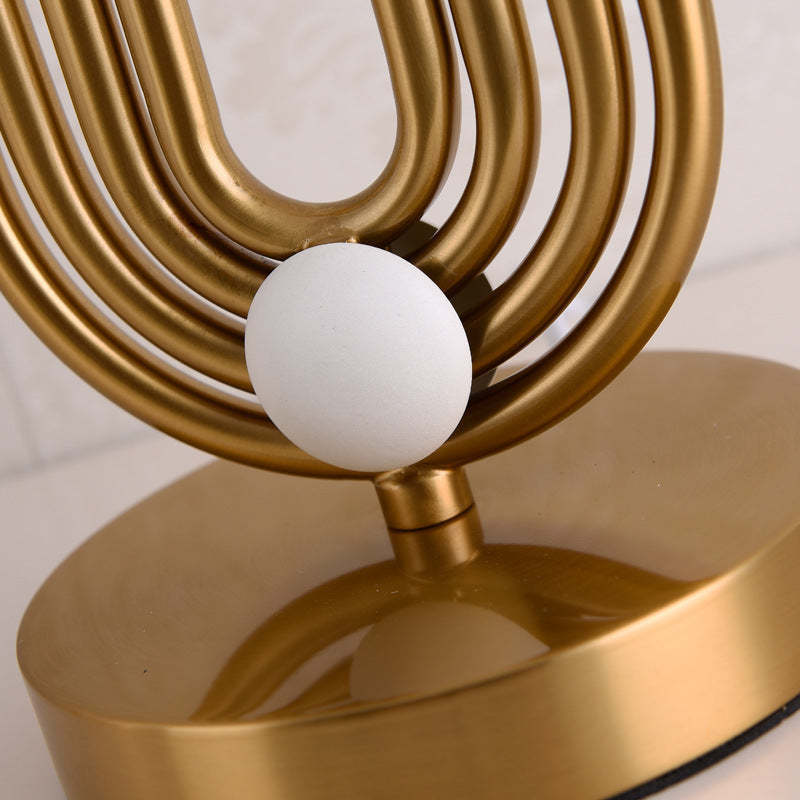 Sano Table Lamp Detail: Gold Metal & White Orb