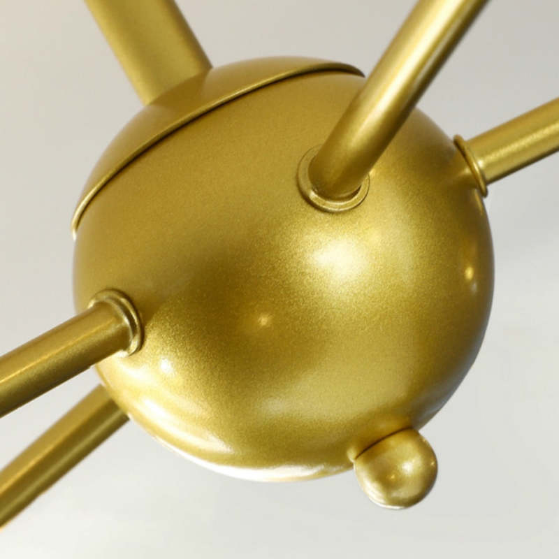 Gold metal pendant light fixture detail