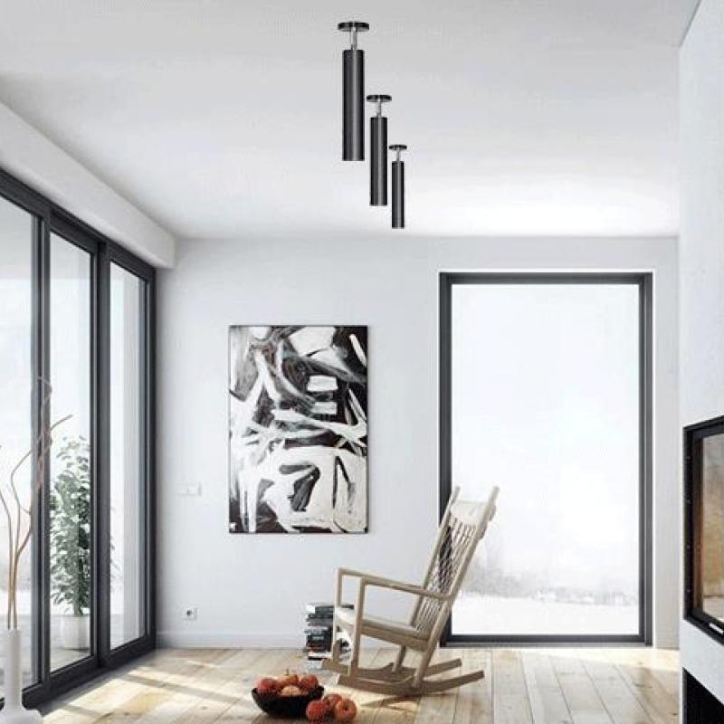 Modern metal spotlight lighting in living room, Las Sola
