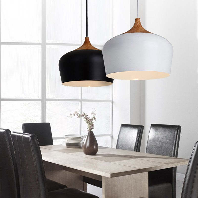 Nazifa Pendant Light in dining room, black and white options