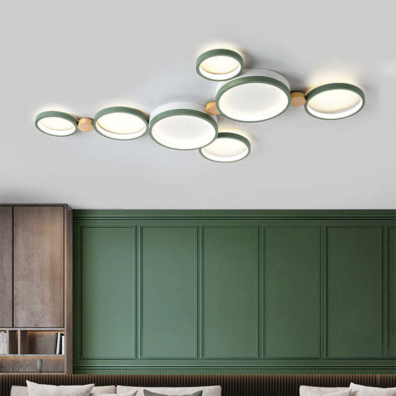 Sienna Round Flush Mount Ceiling Light in Modern Bedroom