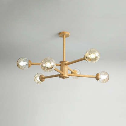 Ozawa wood & glass pendant light, Las Sola artistic lighting. Ozawa Minimalist Bubble Wood/Glass Pendant Light