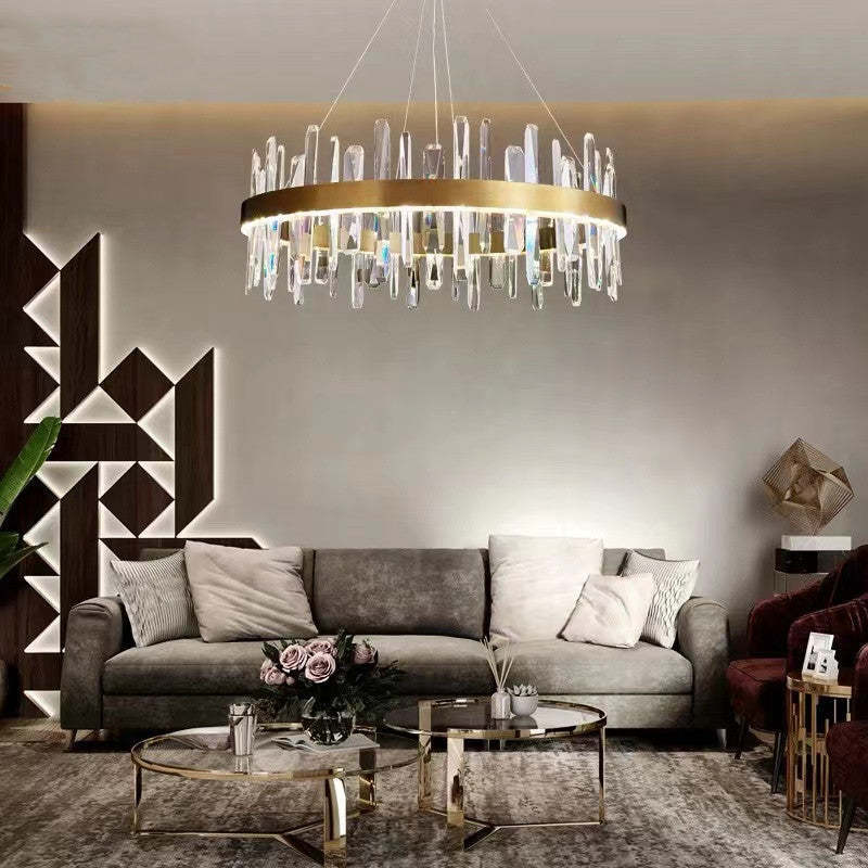Marylin Crystal Chandelier over modern living room