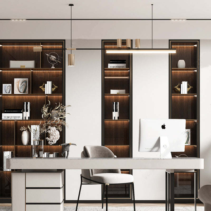 Modern office with Edge pendant lights, minimalist design