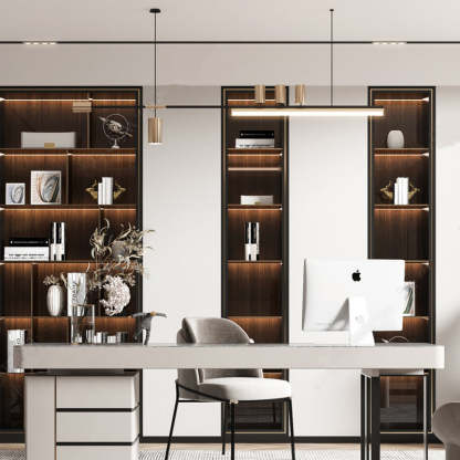 Modern office with Edge pendant lights, minimalist design