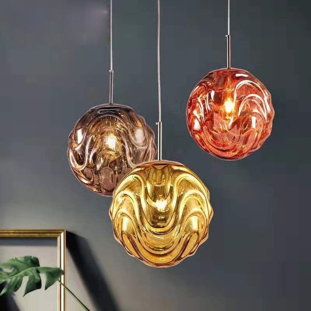Hailie sphere pendant lights with wavy glass in different colors