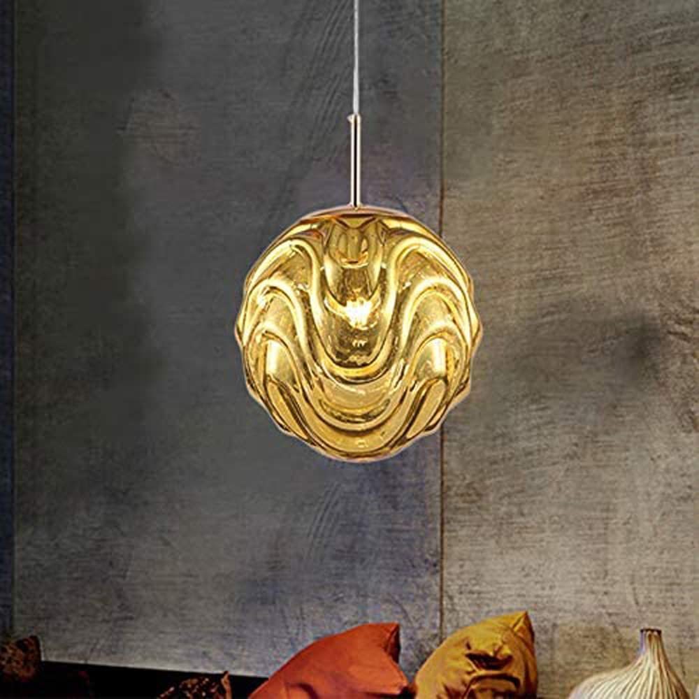 Gold Hailie sphere pendant light with wavy glass