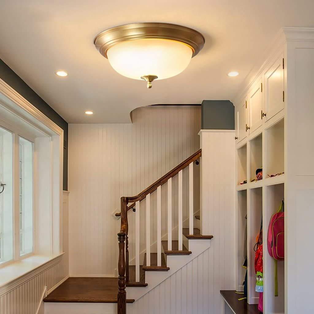 Brass Alessio LED Ceiling Light in hallway with stairs