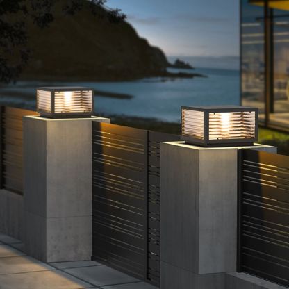 Outdoor light post on fence, Riley vintage style