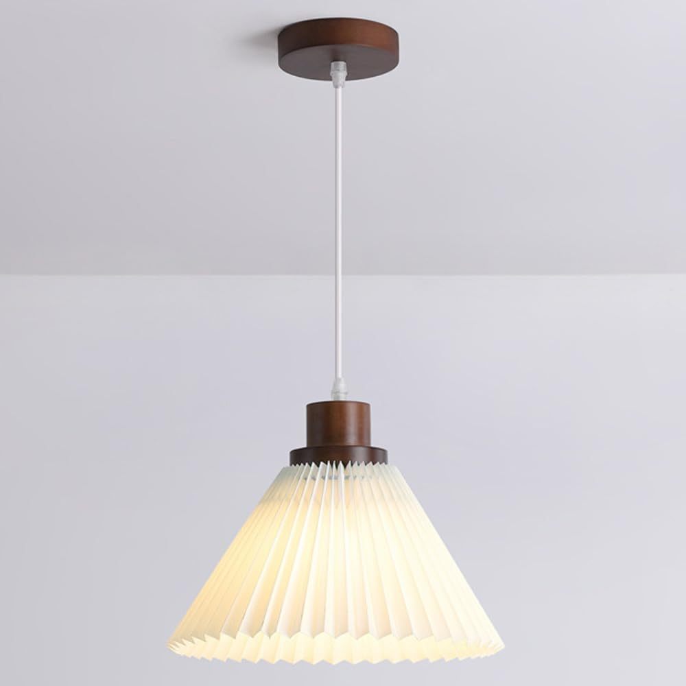 Ozawa Pendant Light - Fabric Shade and Wooden Fixture