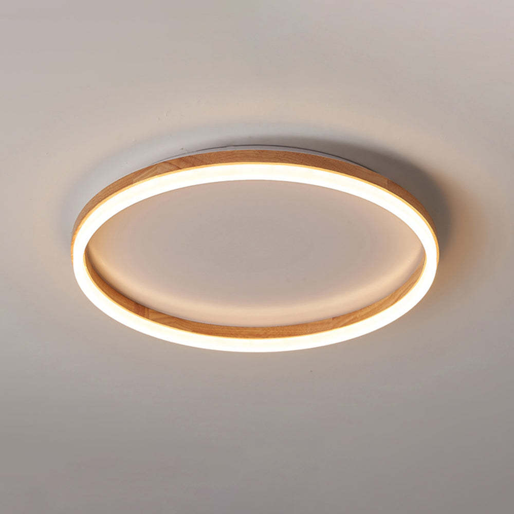 Ozawa Round LED Ceiling Light - Modern Wood Bedroom Lighting