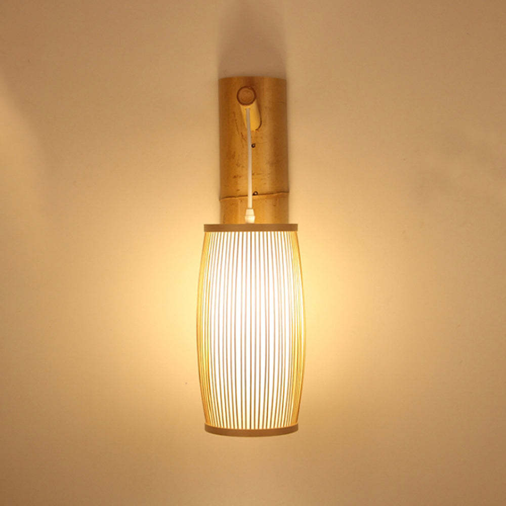 Ozawa Rattan Wall Lamp, hallway sconce lighting