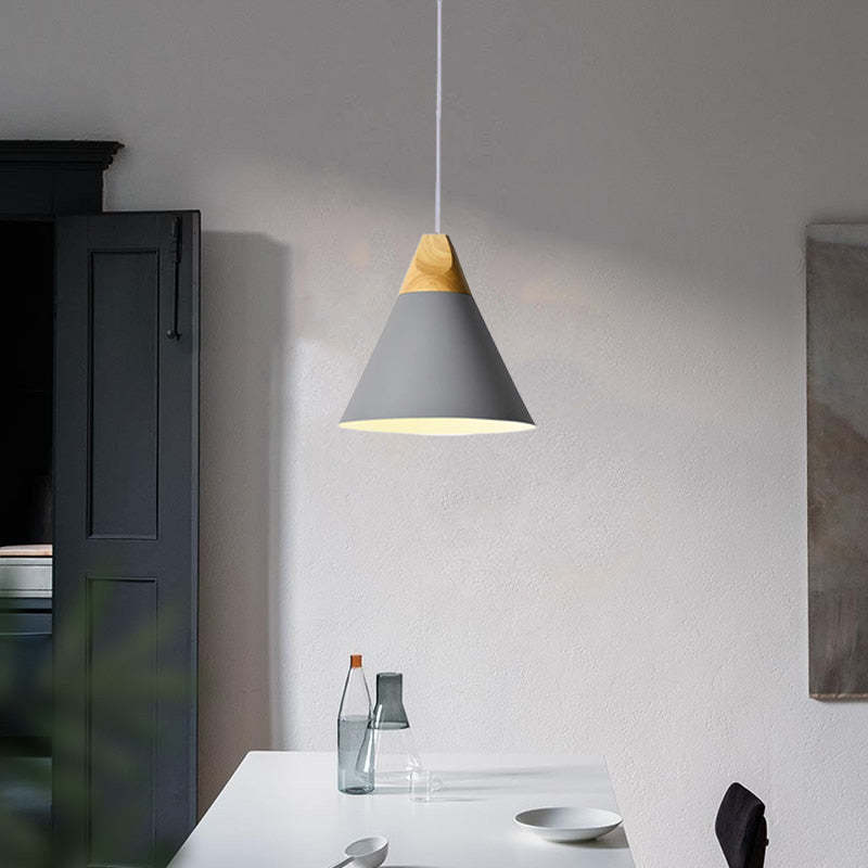 Grey Morandi pendant light over a dining table, Lassola lighting