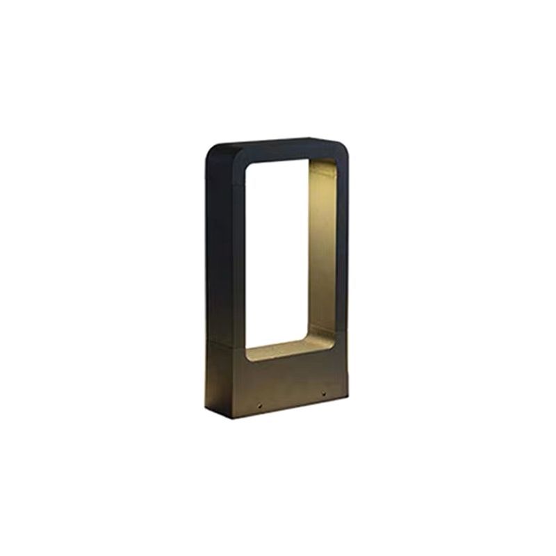 Modern black outdoor bollard light, geometric design
