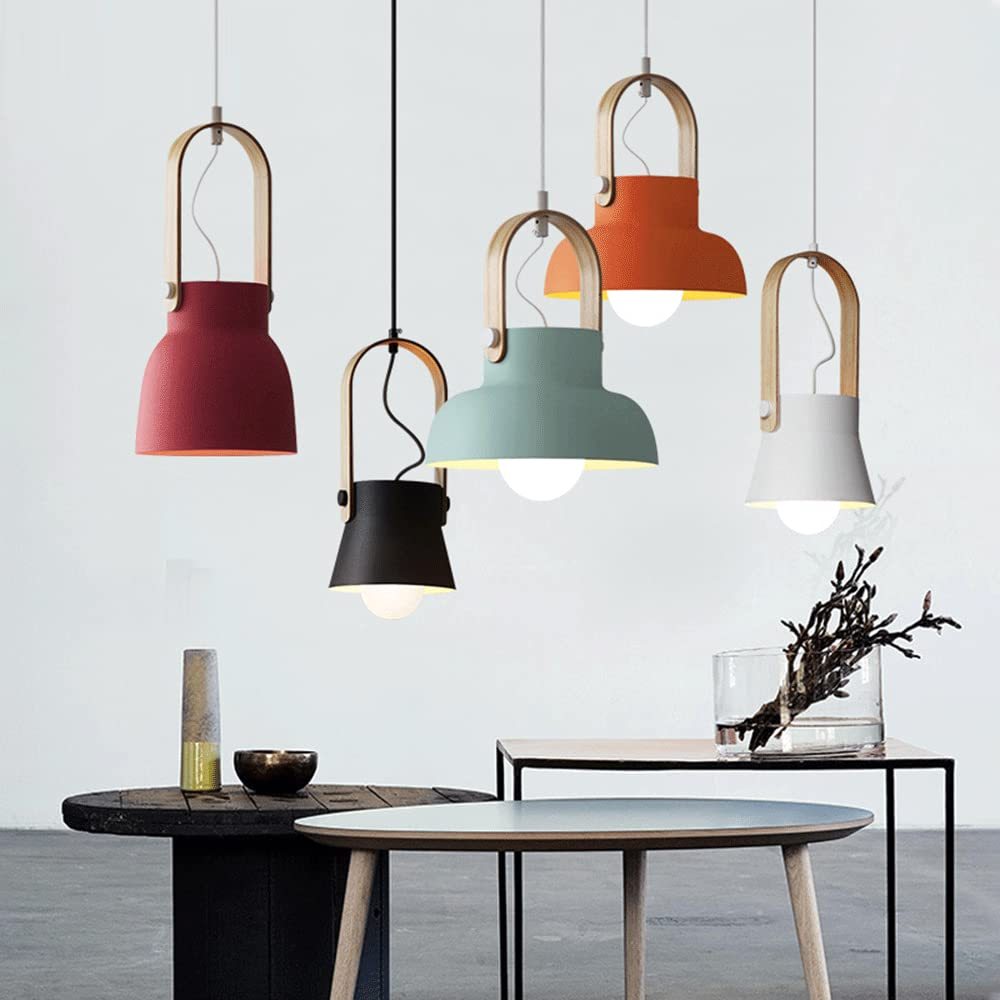 Colorful Morandi Pendant Lights, Metal and Wood, Bedroom Lighting Ideas