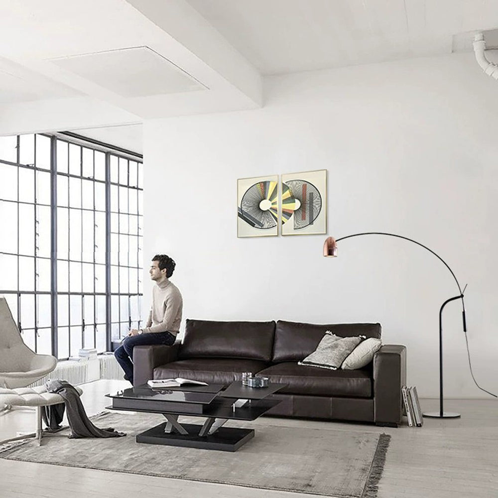 Modern living room featuring Cooley Arc Floor Lamp