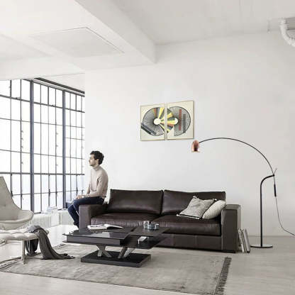 Modern living room featuring Cooley Arc Floor Lamp