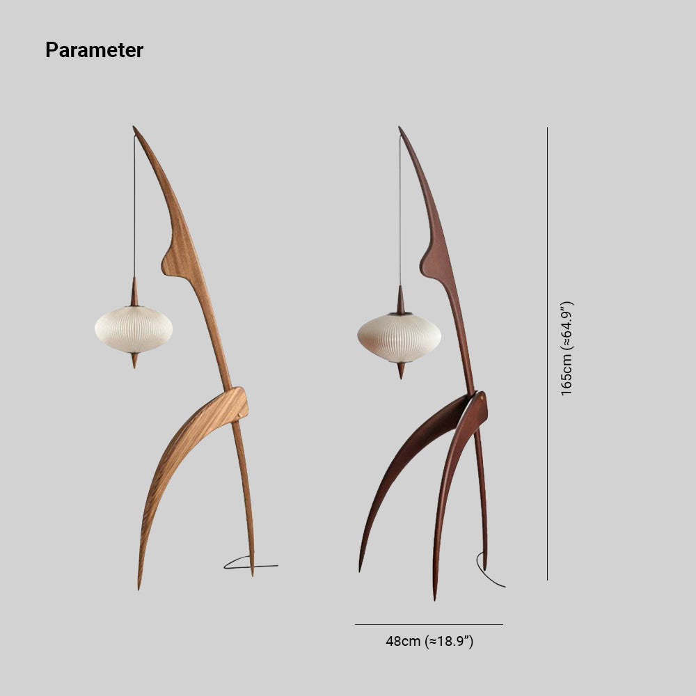 Renée Floor Lamp, Artificial Paper & Wood
