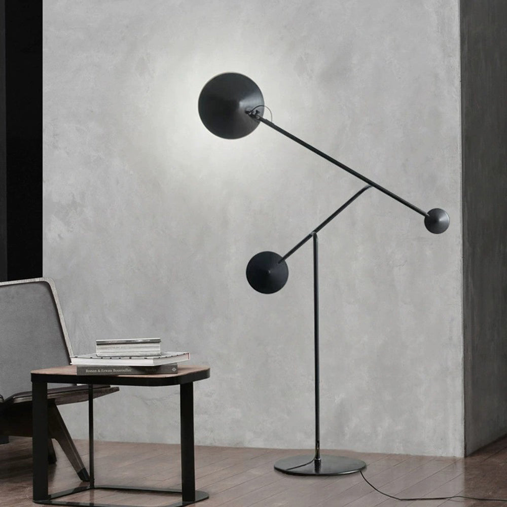 Modern metal floor lamp in living room setting