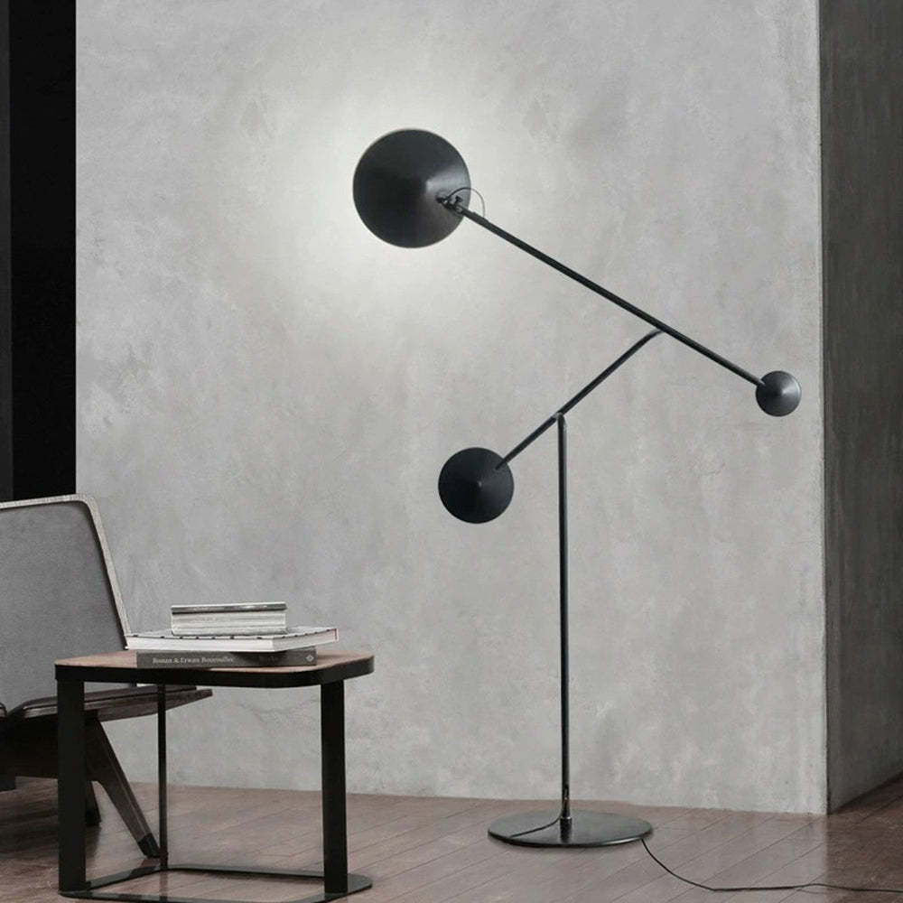 Modern metal floor lamp in living room setting