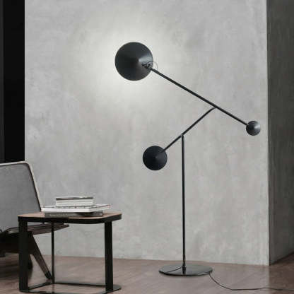 Modern metal floor lamp in living room setting