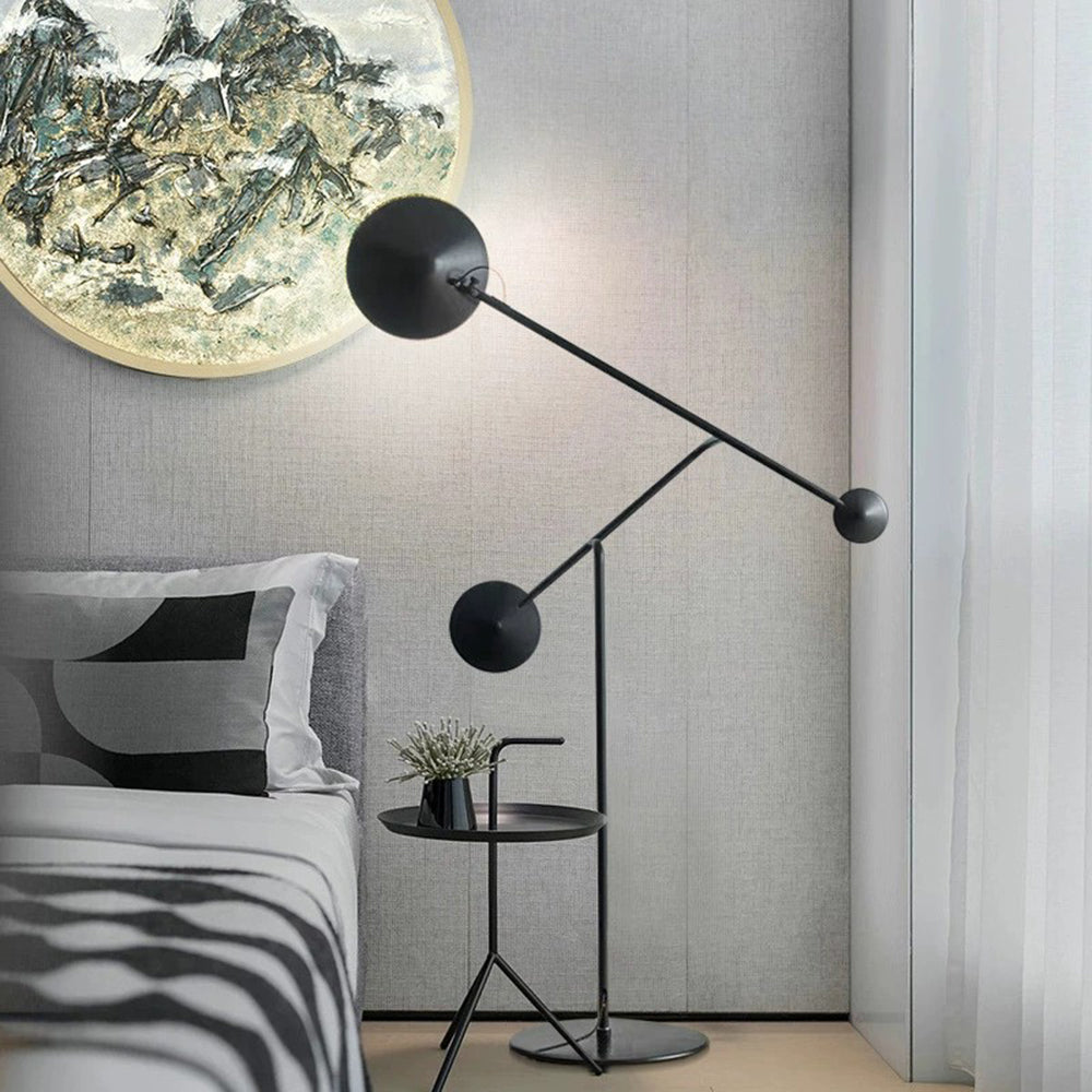 Avi metal floor lamp next to bedroom set, Las Sola