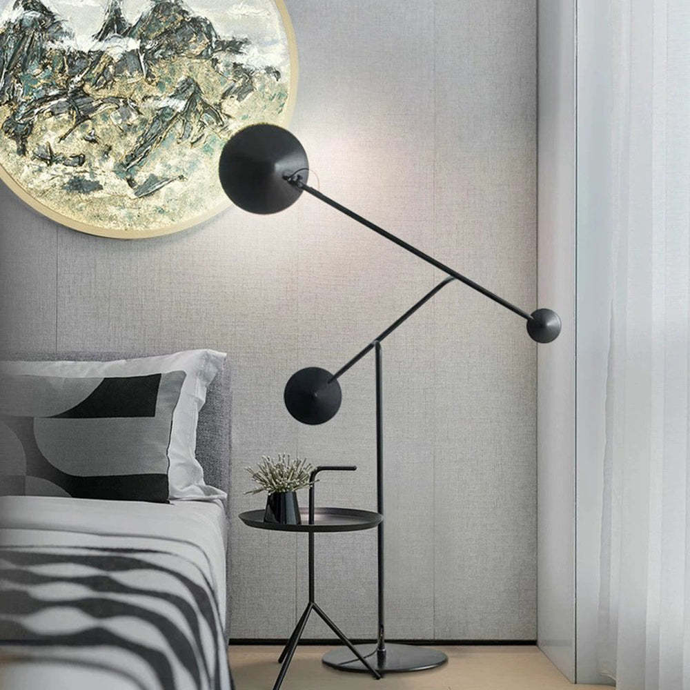 Avi metal floor lamp next to bedroom set, Las Sola