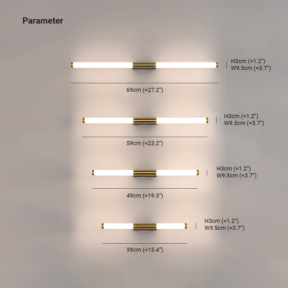 Leigh Copper Wall Lamp Dimensions - 69cm to 39cm lengths Leigh Modern Linear Copper Mirror Front Wall Lamp