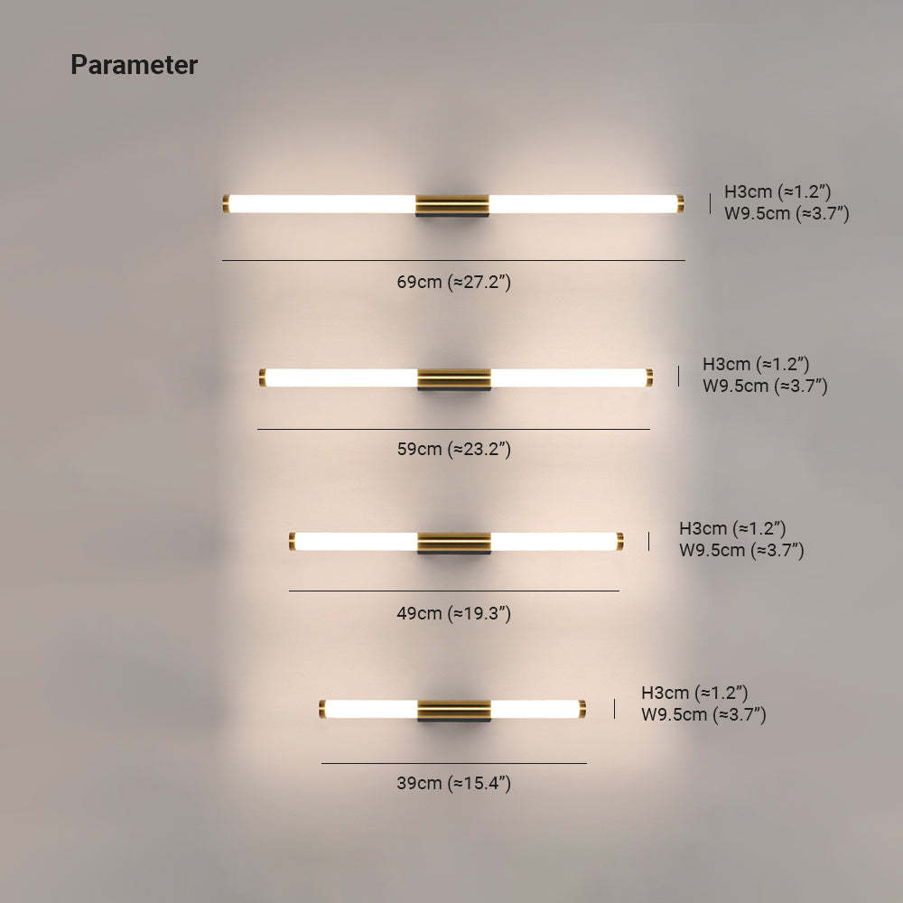 Leigh Copper Wall Lamp Dimensions - 69cm to 39cm lengths Leigh Modern Linear Copper Mirror Front Wall Lamp