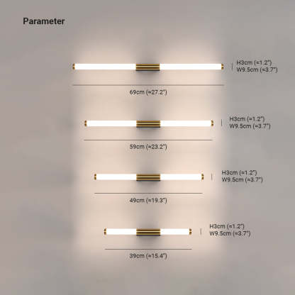 Leigh Copper Wall Lamp Dimensions - 69cm to 39cm lengths Leigh Modern Linear Copper Mirror Front Wall Lamp