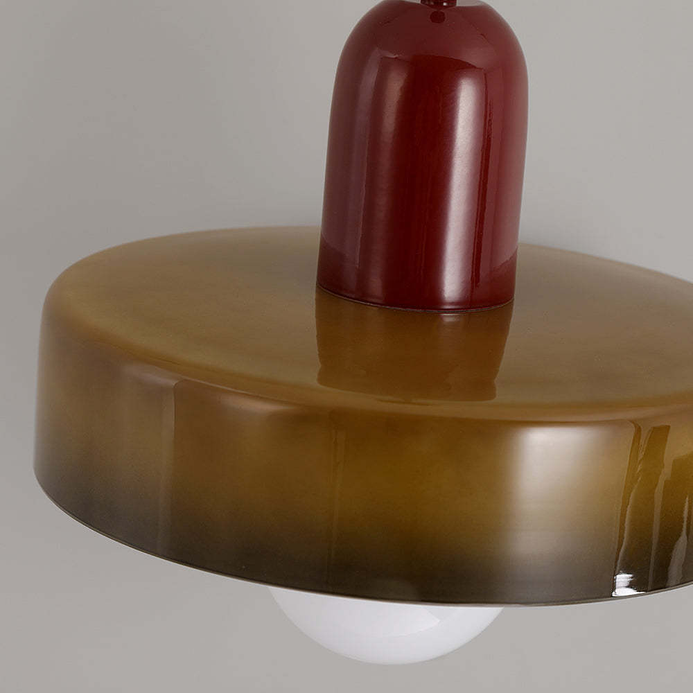 Morandi glass pendant light in amber and red | Las Sola