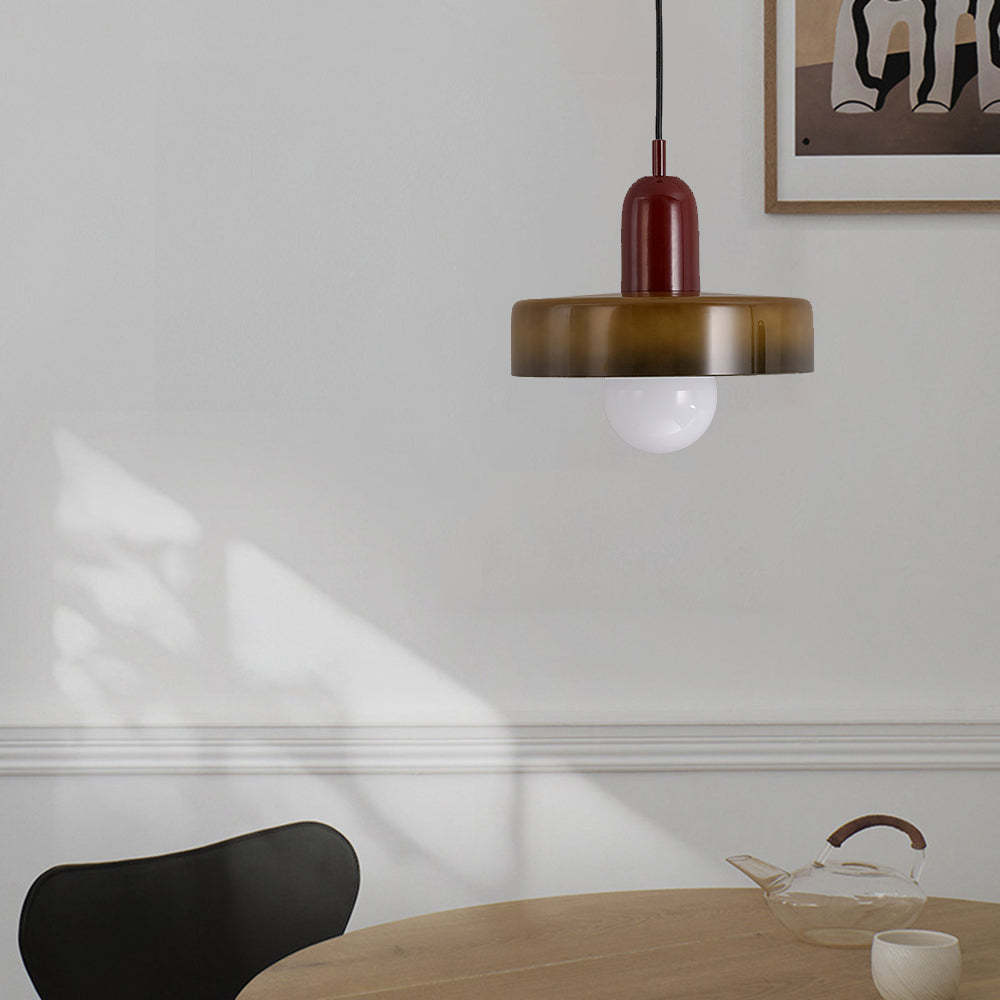 Morandi LED Pendant Light above a dining table, Glass Lighting Fixture