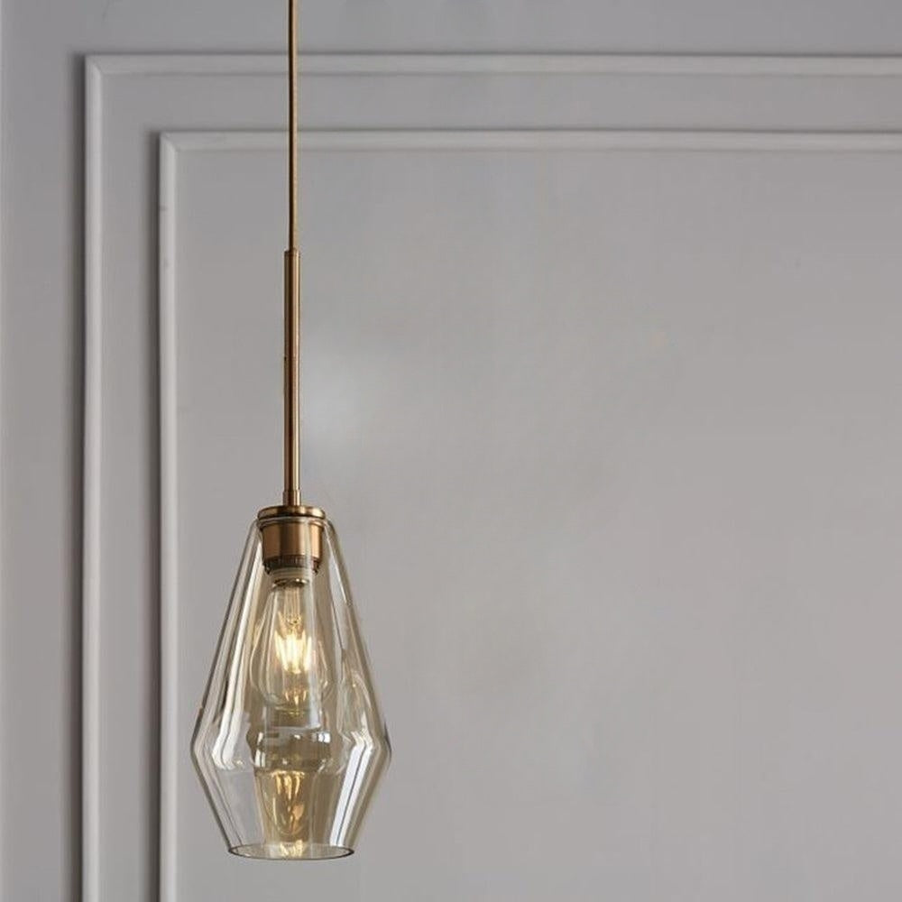 Hailie pendant light. Glass fixture for bedroom.