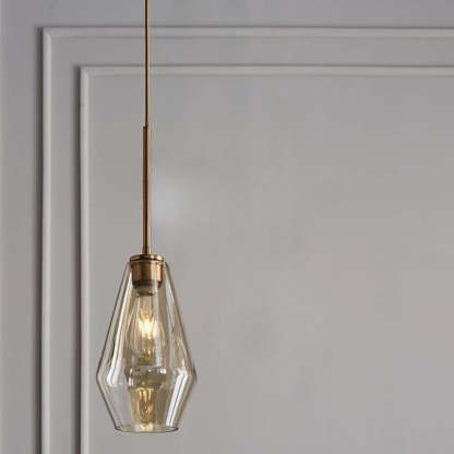 Hailie pendant light. Glass fixture for bedroom.