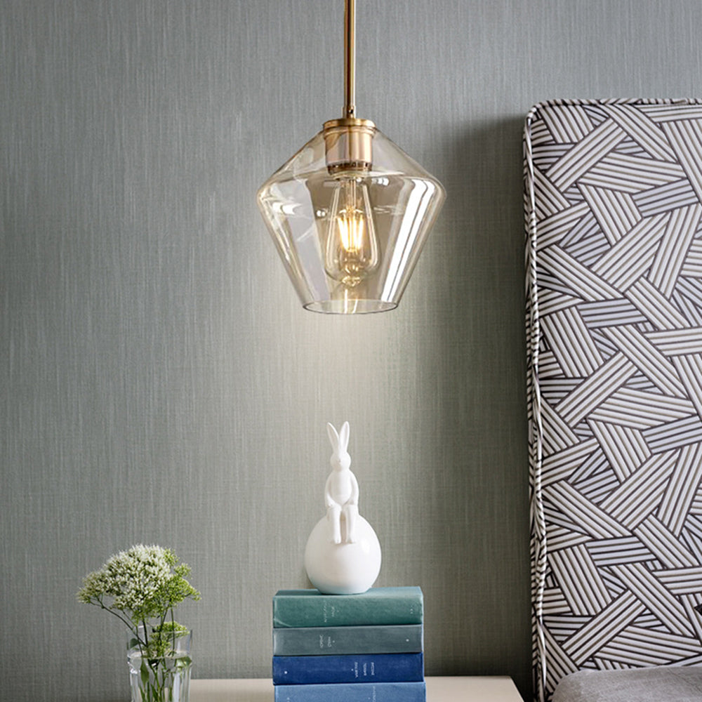 Hailie pendant light above bedroom nightstand.