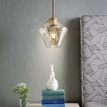 Hailie pendant light above bedroom nightstand.