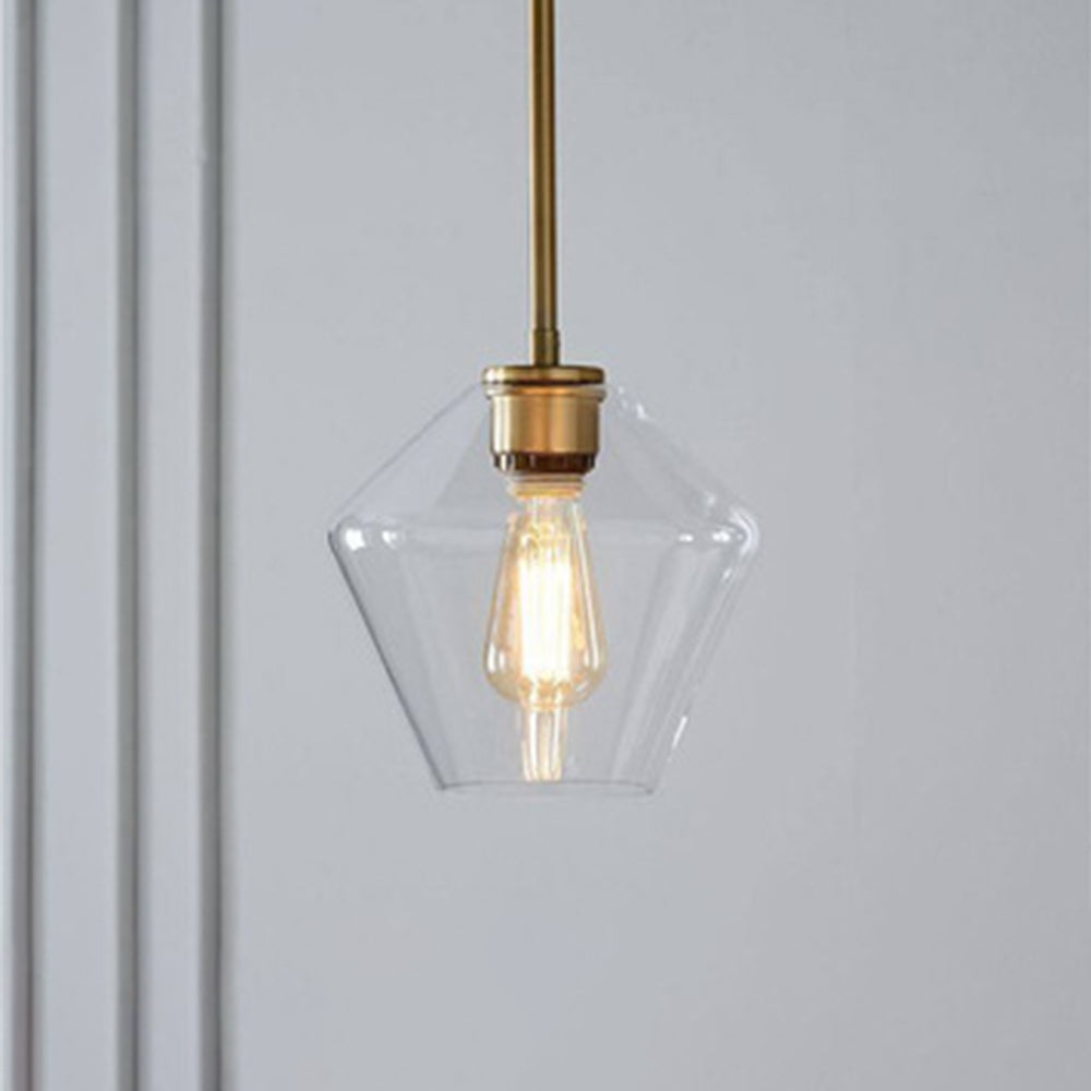 Hailie clear glass pendant light. Modern bedroom lighting.