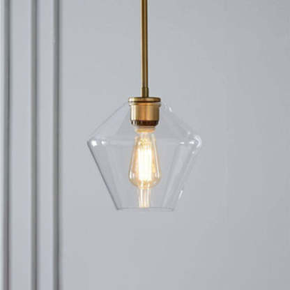 Hailie clear glass pendant light. Modern bedroom lighting.