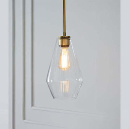 Hailie clear glass pendant light. Modern lamp for bedroom.