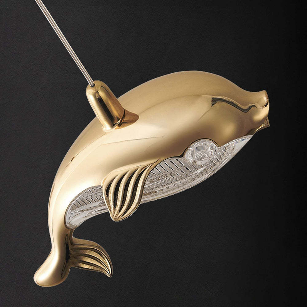 Golden Dolphin Pendant Light: Modernist Minimalism Lighting