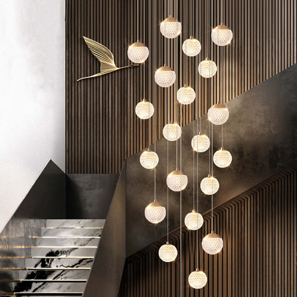 Modern staircase with Jibril pendant light, Lassola lighting