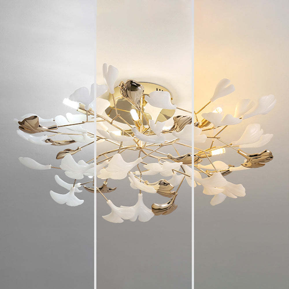 Olivia Leaf Ceiling Light, showcasing lighting options