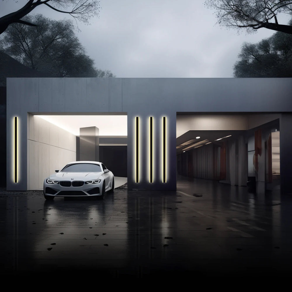 Orr minimalist outdoor wall lamps illuminate modern home.