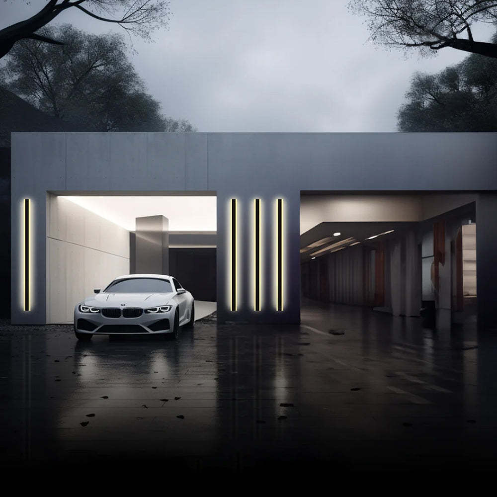 Orr minimalist outdoor wall lamps illuminate modern home.