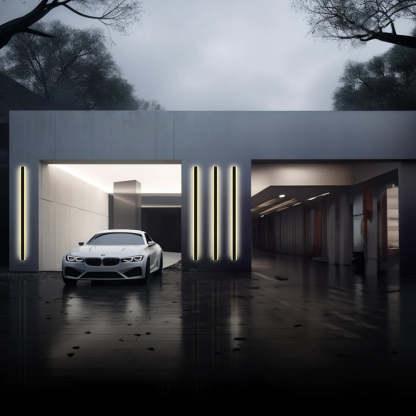 Orr minimalist outdoor wall lamps illuminate modern home.