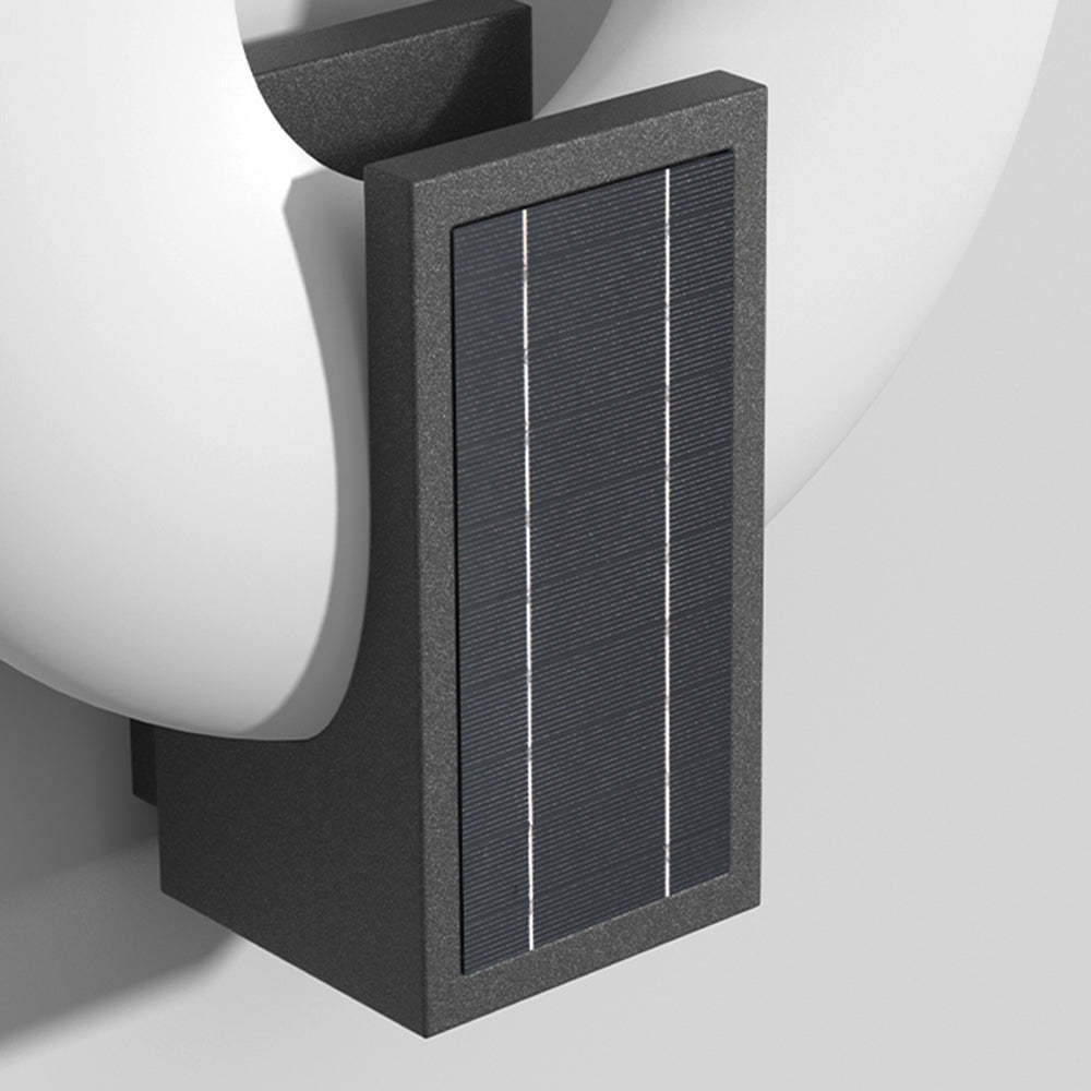Close-up of Isaac solar panel outdoor wall lamp