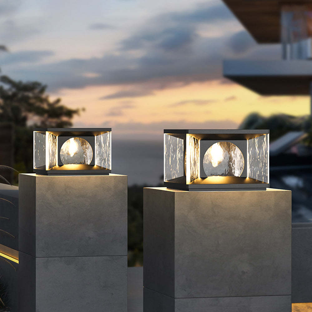 Riley Outdoor Pillar Lights on Concrete Pillars