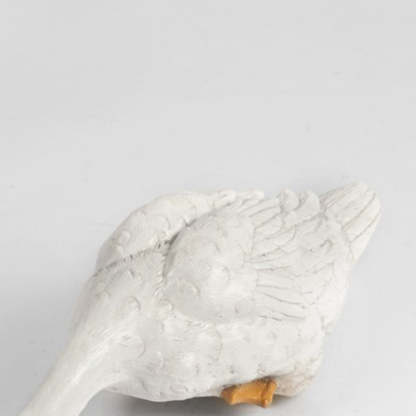 White resin goose garden light detail