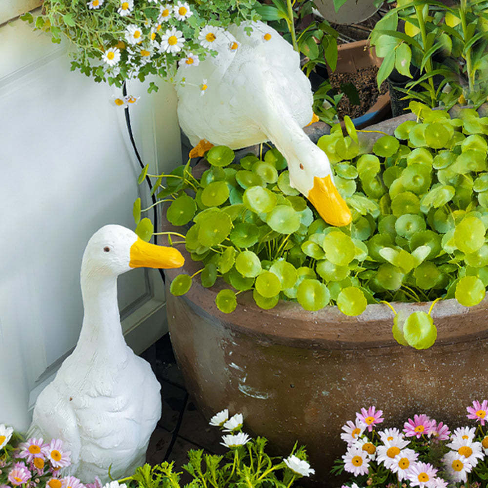 Decorative Resin Goose Garden Light in garden setting